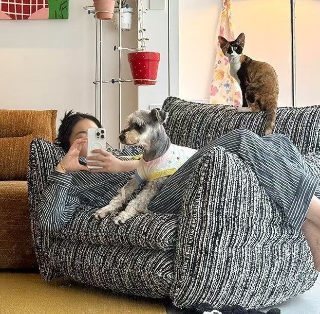 Italian-Style Light Luxury Lazy Sofa Designer-Created Fabric Chair for Home Living Room Bedroom Small Space