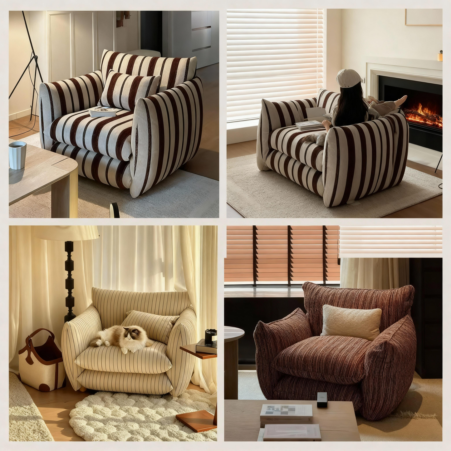 Italian-Style Light Luxury Lazy Sofa Designer-Created Fabric Chair for Home Living Room Bedroom Small Space