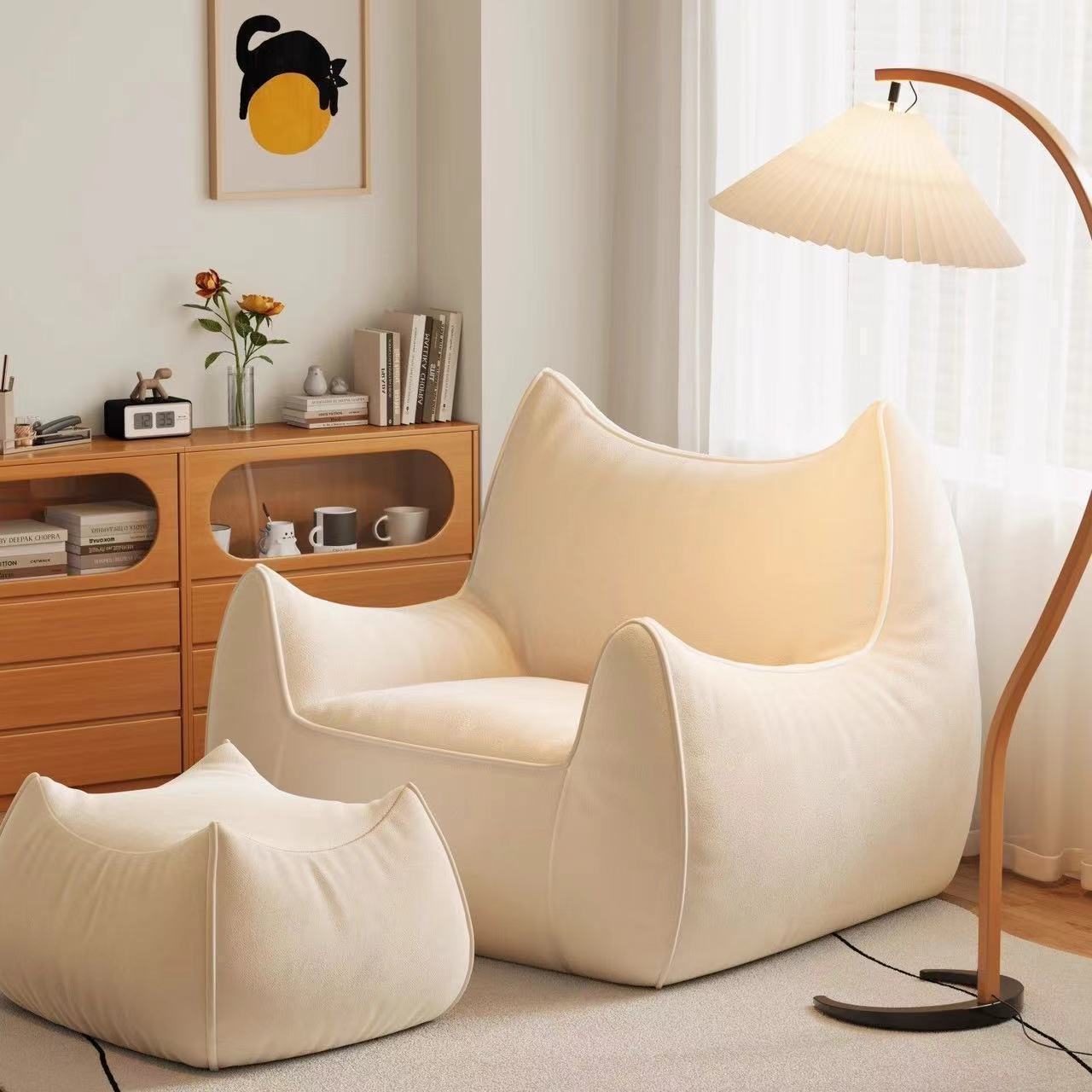 Cat-Friendly Lazy Bean Bag Sofa  Internet-Famous Leisure Chair Suitable for Bedroom Balcony & Living Room Minimalist Design