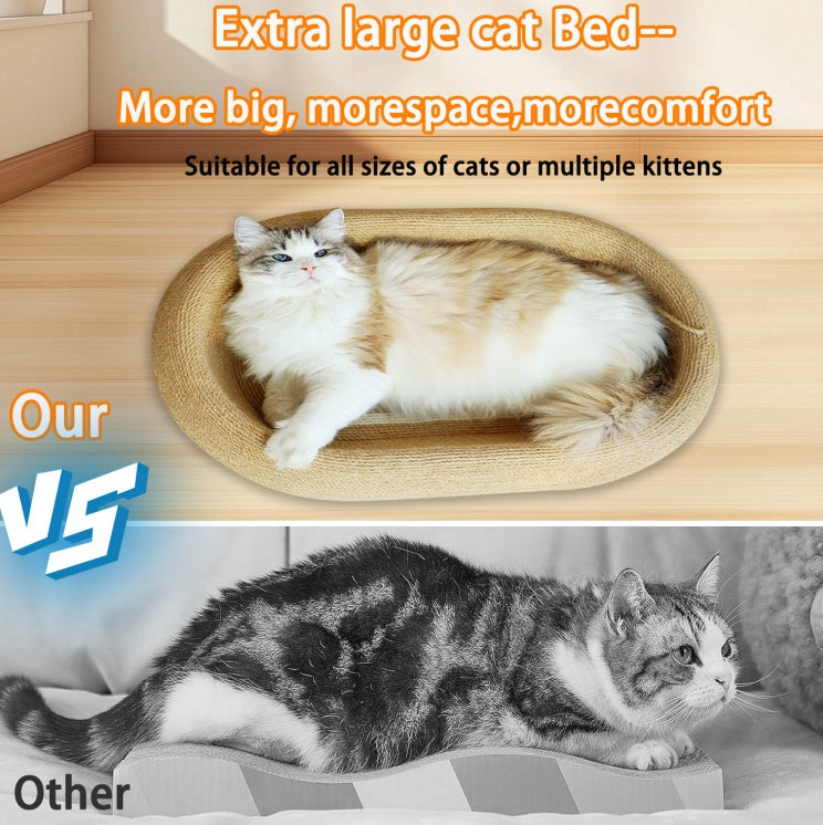 Large Space Sisal Cat Scratching Board Cat Bed, One-piece Enlarged And Widened Wear-resistant And Non-chipping Cat Scratching Basin With Cat Ball Toy, Concave Design Cat Bed For Scratching And Sleepin