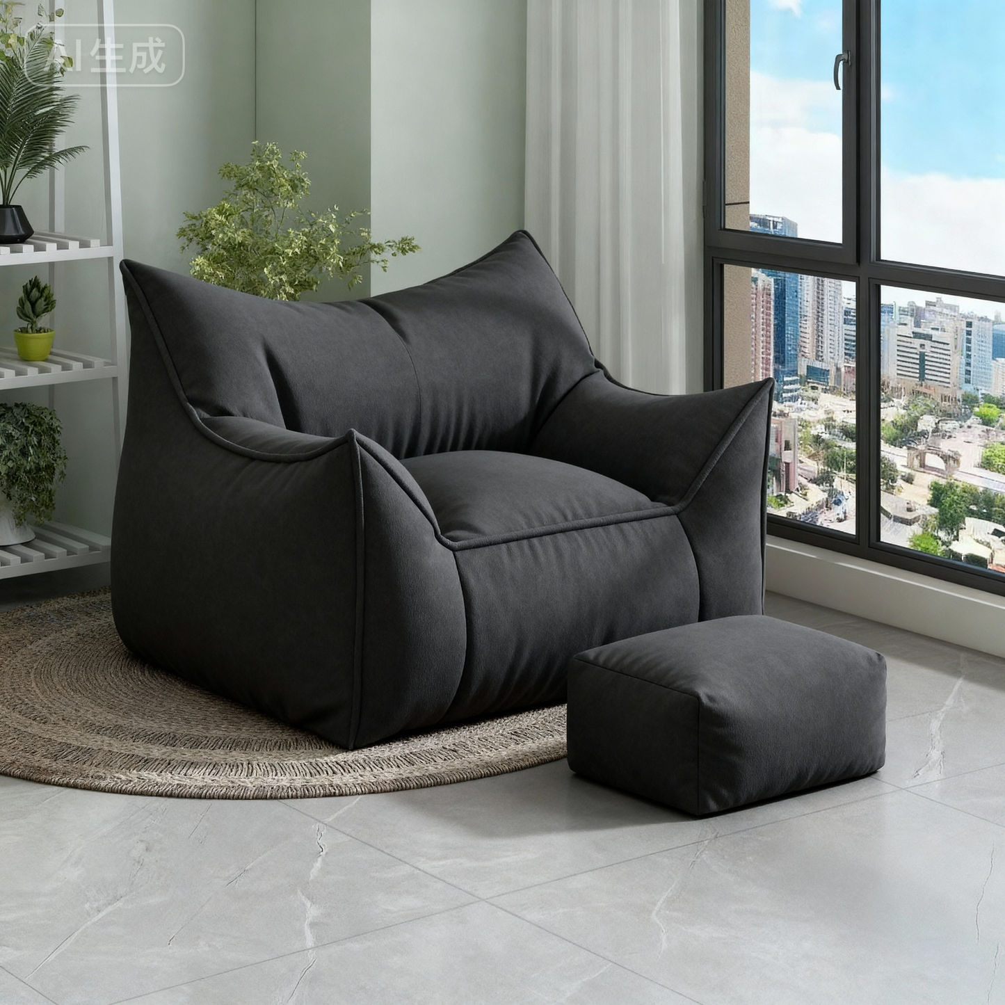 Cat-Friendly Lazy Bean Bag Sofa  Internet-Famous Leisure Chair Suitable for Bedroom Balcony & Living Room Minimalist Design